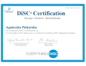 Certified Everything DiSC Trainer and Facilitator – Agnieszka Piekarska